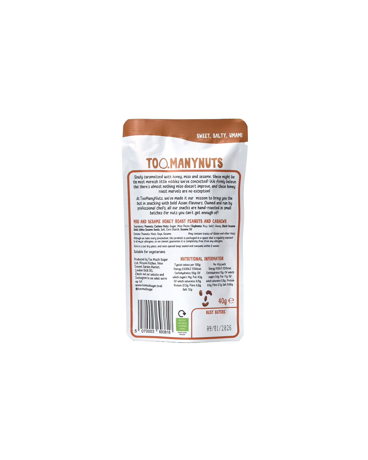 Miso Honey Roast Peanuts and Cashews (Snack Pack)